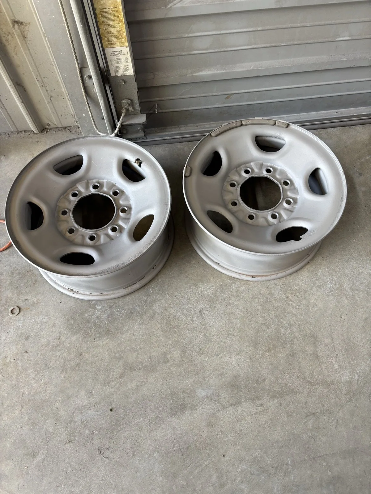 Truck wheels after blasting