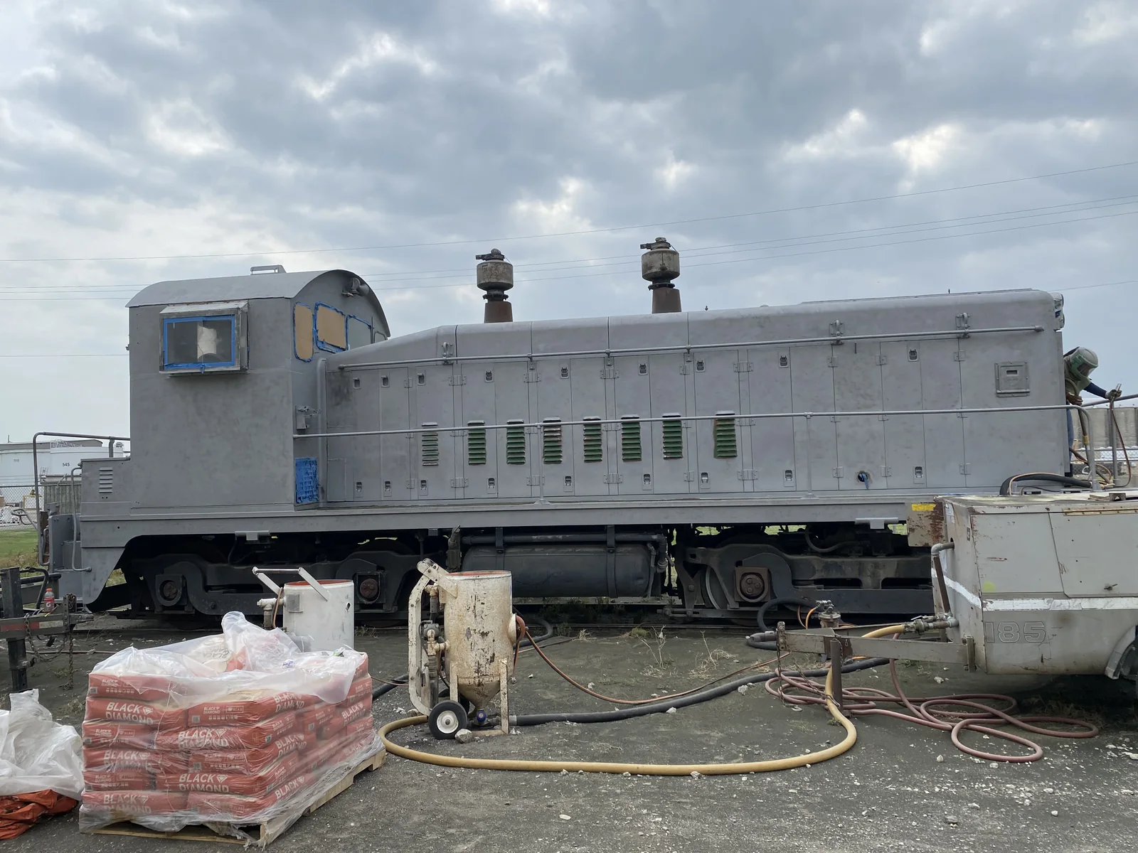 The same locomotive stripped to bare metal
