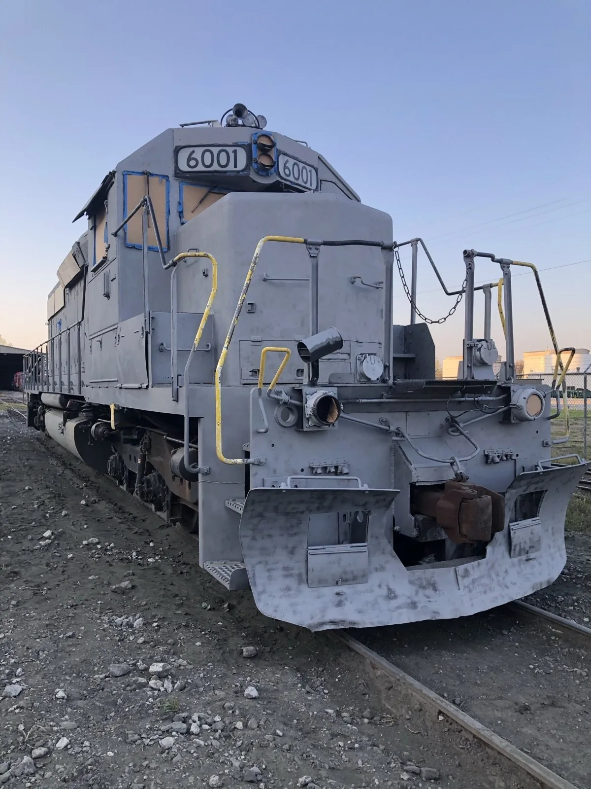Locomotive stripped to bare metal